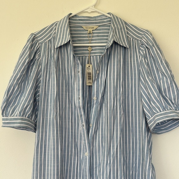 NWT Max Studio Puff Sleeve Shirt Dress - Picture 2 of 4